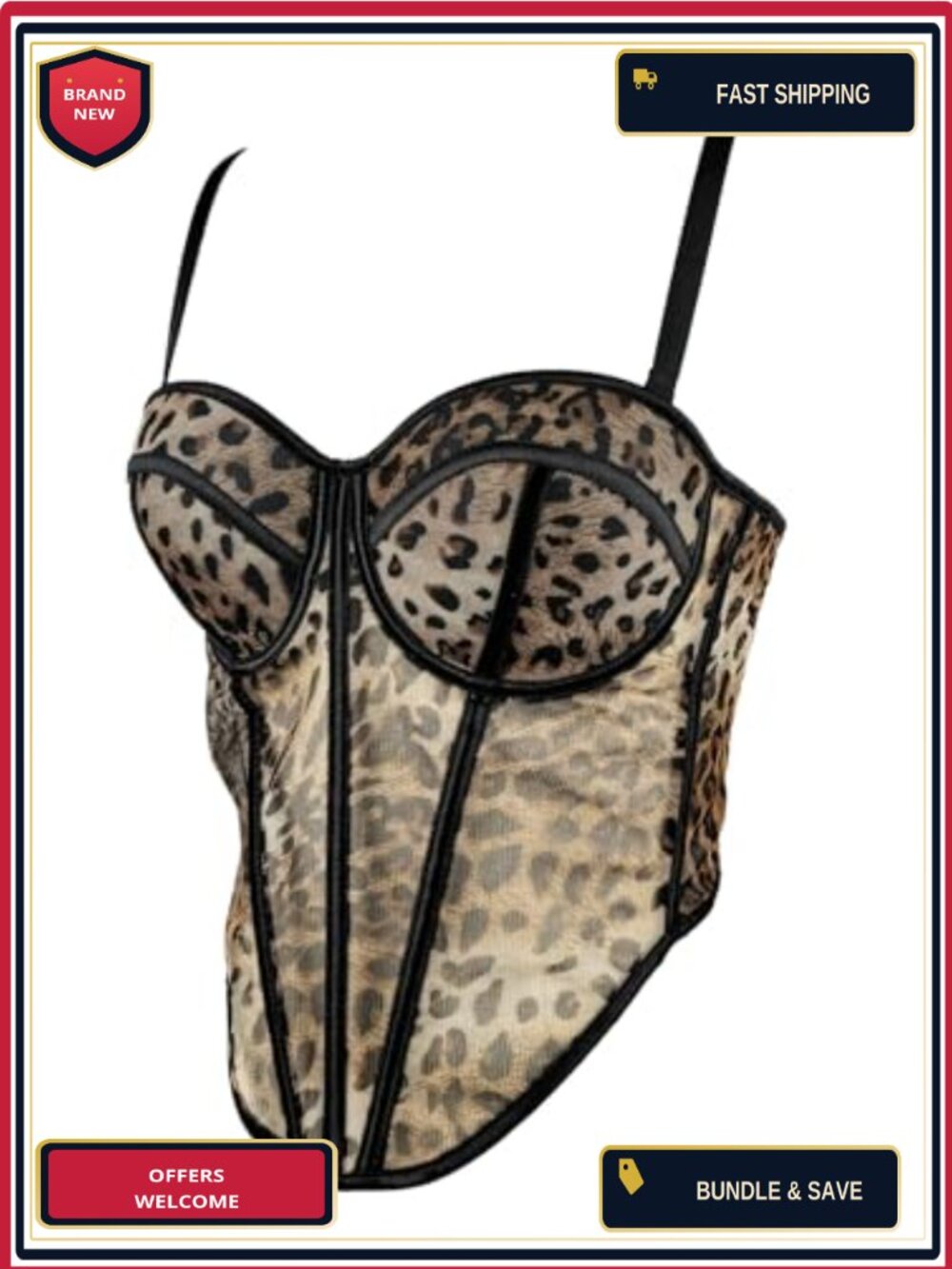 Women's Vintage Leopard Print Bustier Corset Crop Top Club Party Vest